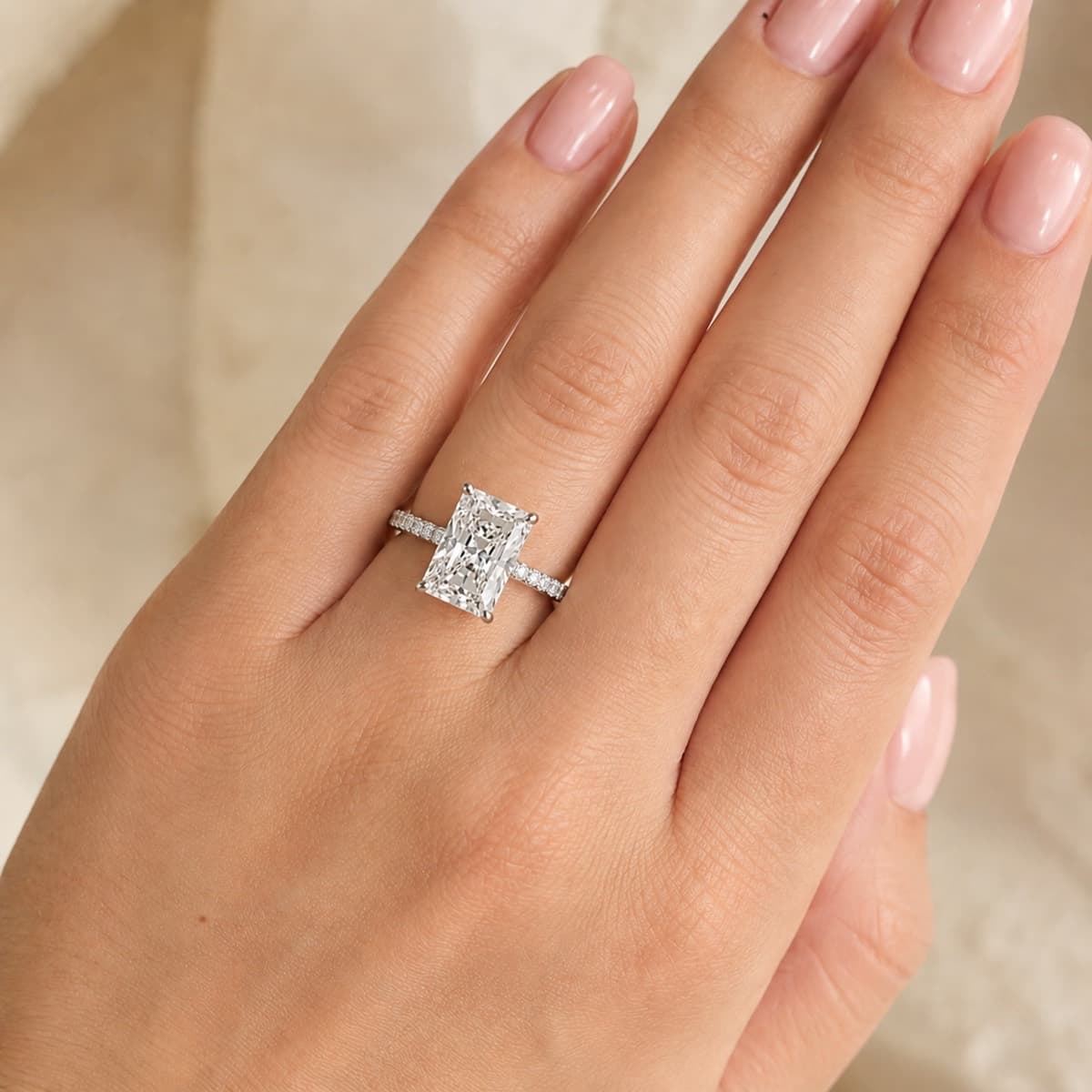 A radiant cut ring built from a saved inspiration photo