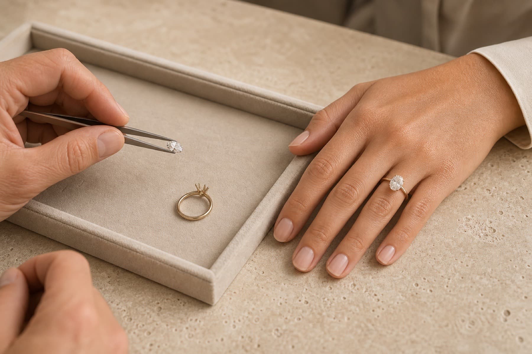 Trying band profiles on the hand at a private appointment